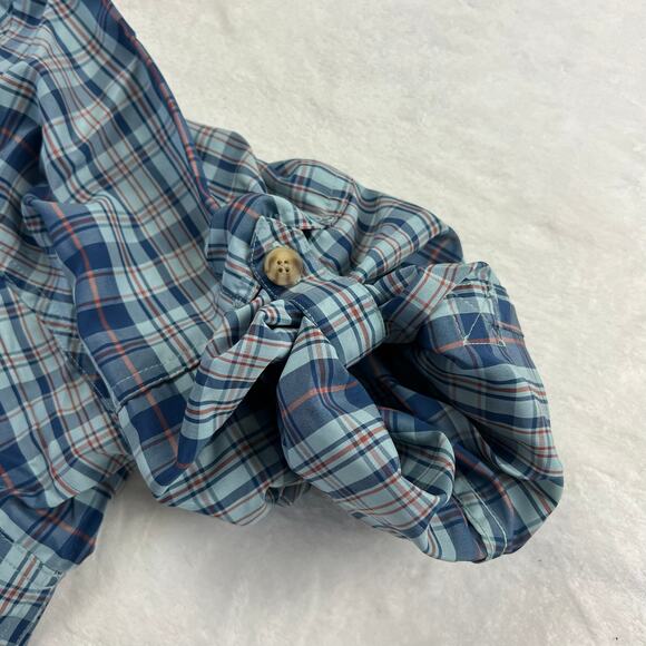 Duluth Trading Co Men's size Large Sportsman Plaid Button Down Blue - Picture 7 of 7